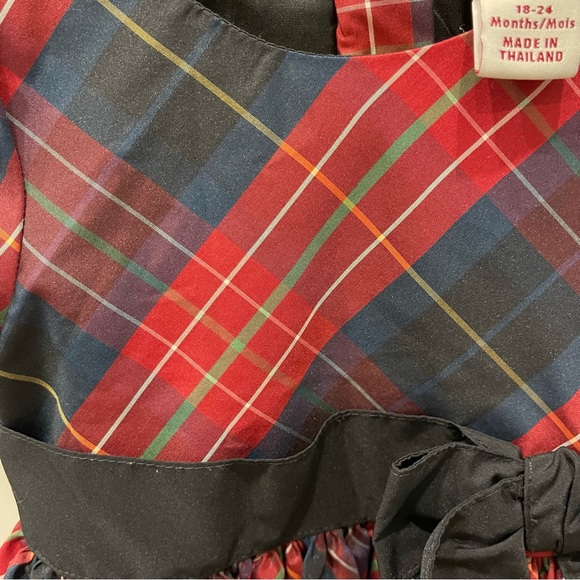 Girl's BABY GAP Red Black TARTAN Plaid TAFFETA Dress 18-24 Tulle Holiday Party - Picture 5 of 6